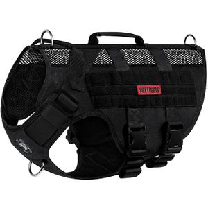 Onetigris Dog Gear Tactical Dog Harness with 6X Buckle,Dog Molle Vest with Handle,3/4 Body Coverage,Hook and Loop Panel for ID Patch,No Pulling Front Clip ( XXL, Black)