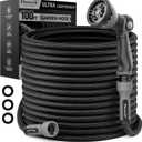 Garden Hose, Flexible Ultra Lightweight Durable, Kink-Free Water Hose with 10 Function Sprayer - Non-Shrinking, Easy to Store, All-Weather, High-Pressure, Black (100 FT)