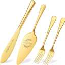 Wedding Cake Knife and Server Set, Gold Cake Cutting Set for Wedding Bridal Shower Engagement Gifts for Couples