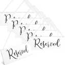 Blulu 6 Pcs Reserved Signs for Wedding Chairs Acrylic Tag Hanging with Ribbon for Wedding Reserved Signs for Important Events Church Pews Chair and Restaurant (Black)