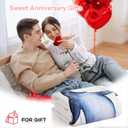 Janzaa MY PENGUIN Love Blanket - Beige Throw Wedding Anniversary Blanket for Men Women Boyfriend Couple - Romantic I Love You Gifts for Him/Her Birthday, Wedding, Valentines, Mothers Day 50'' x 60''