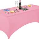 FORLIFE Fitted Spandex Table Covers, 6ft Rectangular - Universal Stretch Tablecloth for Wedding, Banquet, Party (Pink)