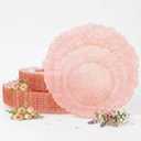 U-QE 60PCS Pink Plates for Party - Pink Plastic Plates Disposable Heavy Duty - Clear Pink Plastic Plates for Mother's Day Including 30 Plastic Dinner Plates 10" & 30 Plastic Dessert Plates 7"
