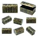 5 Pcs Mini Pirate Treasure Chests Box, Vintage Pirate Jewelry Plastic Small Storage Box, Party Supplies Decor Store Gold Coins Gems for Unique Decorations and Goodie Bag Stuffers