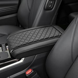 Center Console Armrest Cover Compatible with Toyota Highlander | for Highlander 2025 2024 2023 2022 2021 2020 Accessories, Anti-Scratch PU Leather Arm Rest Lid Protective Pad, Black