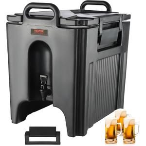 VEVOR Insulated Beverage Dispenser, 10 Gallon, Food-grade LL9450UP Hot and Cold Beverage Server, Thermal Drink Dispenser Cooler with 1.18 in PU Layer Two-Stage Faucet Handle, for Restaurant Drink Shop