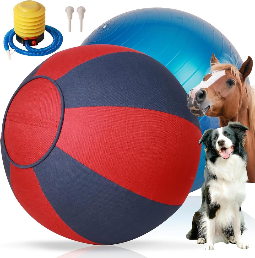 Pet Prime 25" Herding Ball for Dogs, Herding Dog Toys with Hand Pump for Australian Shepherd,Toys for Play and Exercise,Large Dog Ball for Cattle Collie Dogs Horse with Cover Pet Prime 25" Herding Ball for Dogs, Herding Dog Toys with Hand Pump for Australian Shepherd,Toys for Play and Exercise,Large Dog Ball for Cattle Collie Dogs Horse with Cover