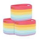 Temary Woven Baskets for Storage 3 Pack Storage Baskets for Organizing, Rectangle Decorative Rope Baskets for Storage Clothes, Towels, Storage Bins with Handles (Rainbow, 13"x9.8"x8.5")