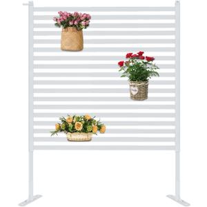 Outdoor Privacy Screen Fence with Stand 3.3FT x 6FT, Wood Texture Freestanding Fence Privacy Screen for Outside, No Dig Fence for Air Conditioner, Trash Can, AC Unit, Patio Lattice Fence Trellis Brown