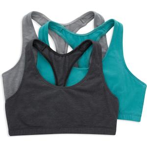 Hanes Women's Racerback Cotton T-Back Bralette (3 Pack) (Medium,Concrete Heather/Isle Green/Sky Grey Heather)