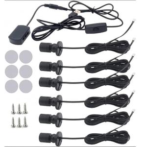 6 PCS Mini LED Spotlight for Display Cabinet, Aluminum USB Showcase Lights with Dimmer, 5V 1W Rotatable Jewelry Display Lighting for Painting Plant Picture (Cool White 6000K, Black)