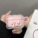 Cute AirPods 4 Clear Case, Girly 3D Bow Design Soft TPU Protective Shockproof Kawaii Airpod iPod 4th Generation Cover with Cleaner Kit & Keychain for Girls Women