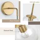 Battery Operated sconces Set of 2 Glass Globe Rechargeable Wall Light Fixture Wireless Wall Lights with Clear Glass Shade for Living Room, Hallway, Bedroom(2 Pack) (3000k,Suspension)