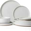 Famiware Milkyway Plates and Bowls Set, 12 Pieces Dinnerware Sets, Dishes Set for 4, White