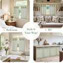 jinchan Striped Linen Kitchen Curtains with Attached Valance 36 Inch Length Cafe Tier Curtains for Living Room Rustic Half Window Light Filtering Rod Pocket Small Drapes 2 Panels Green