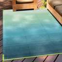 Anidaroel Ombre Outdoor Rug 5x8 for Patios Clearance, Waterproof Plastic Straw Outdoor Area Rug, Camping Rugs for Outside RV, Porch, Balcony, Pool Deck, Picnic, Camper(Blue&Green,5'x8')