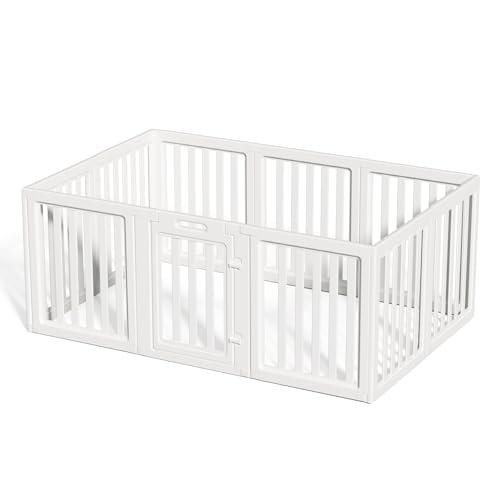 LoveTail Dog Playpen,Clear Dog Pen, Acrylic Dog Pen，Easy to Install and Remove Dog Play Pen and Kennel Playpen, Suitable for Dogs, Cats,Dog Playpen Indoor (White, 23.6 inch Height, 10 Panels)