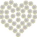 Waydress 70 Pcs 16mm Rhinestone Embellishments Flatback Buttons Jewelry Flower Crystal Accessory for Crafts DIY Jewelry Making Wedding Decoration Bridal Bouquet Halloween Christmas(Gold)