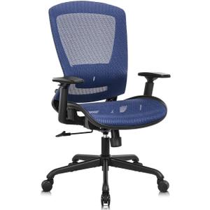 ELABEST Mesh Office Chair,Ergonomic Computer Desk Chair,Sturdy Task Chair- Adjustable Lumbar Support & Armrests,Tilt Function,Comfort Wide Seat,Swivel Home Office Chair (Blue), 41.7" - 45.5" H x 28.5" W x 20.5" D