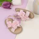 Meckior Infant Baby Girls Flower Summer Sandals Open Toe Princess Dress Wedding Flats Newborn Toddler Soft Non-Slip Sole First Walker Crib Shoes