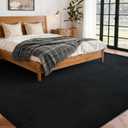 FinRec 5x7 Washable Area Rugs for Bedroom Living Room, Low Pile Thin Rug Solid Color, Non-Slip Carpet Indoor for Home Decor (Pure Black)