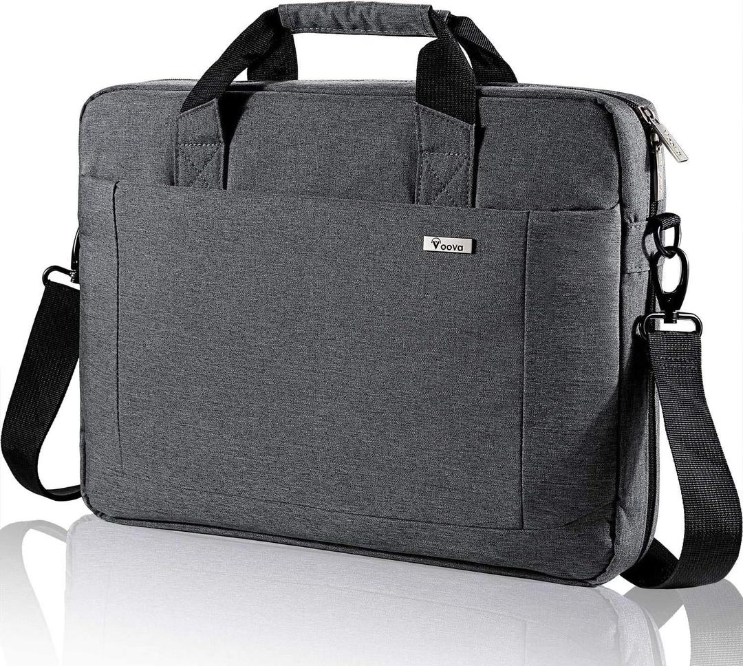 Voova Laptop Bag Case 17 17.3 Inch Computer Sleeve Messenger Bag with Shoulder Strap Expandable Waterproof Large Capacity Business Briefcase for Work Travel Fit 17-18 Laptop, Men Women, Gray