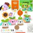 SERENI Crochet Kit for Beginners, Crochet Kit for Adults, 4PCS Flower Crochet Starter Kit with Step-by-Step Video Tutorials, Fun & Relaxing Craft Kit with Hooks & Tools (40%+ Yarn)