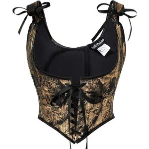 Scarlet Darkness Corset Tops for Women Renaissance Underbust Corset Boned Lace Up Corsets (14, Black Gold)