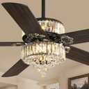 Fanbulous 60 Inch Crystal Fandelier Ceiling Fan with Light, Farmhouse Ceiling Fans with 6 Speeds, Quiet Reversible DC Motor, 3CCT, Chandelier Ceiling Fan with Remote Control for Living Room Bedroom