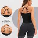 Ieumaz Workout Tank Tops for Women Strappy Back Twist Front Longline Medium Support Gym Yoga Top with Removable Cups (Black, M)