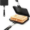 Hot Sandwich Maker, Grilled Sandwich Toaster for Small Bread Pancake, Double Sided Non-Stick Frying Pan, Stovetop Sandwich Grill Press Flip Pan for Camping Kitchen (Inside 5.4" L x 4.7" W)