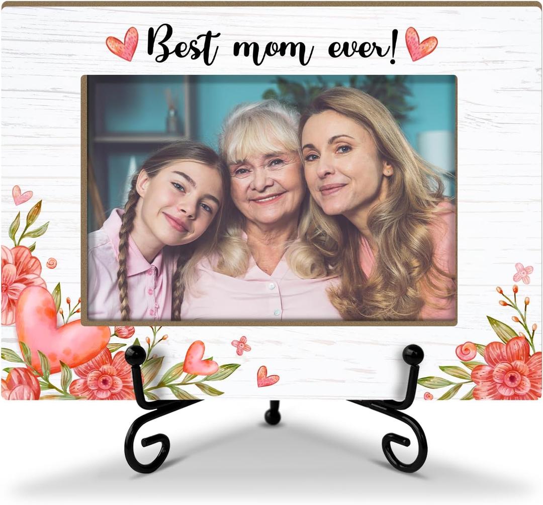 Zodvery Best Mom Picture Frame, Mother Picture Frame, Best Mom Ever Gifts, Mother Gifts from Daughter Son, Tabletop Display Home Decor for Living Room - 18