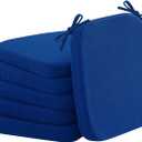 Nobildonna Chair Cushions for Dining,Kitchen,Office, 2'' Thick High-Density Foam Seat Pads with Gel-Infused, Non-Slip, Removable Washable Cover with Ties, Chair Pads,17" x 16",Sapphire Blue,Set of 6