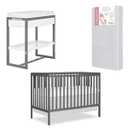 Dream On Me Nursery Essentials Bundle of Dream On Me Synergy 5 in 1 Convertible Crib, Dream On Me Arlo Changing-Table, with a Dream On Me Honeycomb Orthopedic Firm Fiber Standard Crib Mattress, Steel Gray