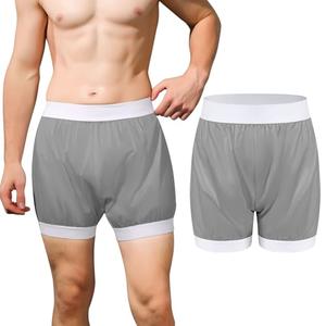 Carer Adult Diaper Cover Unisex Washable Incontinence Boxer Briefs Enclosed Elastic Leakproof Incontinence Underwear for Men Women Incontinence Supplies(Gray，Small)