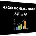 Black Dry Erase Board, 24" x 18" Magnetic Glass Whiteboard for Wall, Black Glass White Board with 1 Marker Tray and 3 Magnets for Office, Home, Classroom