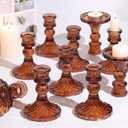 Glass Candle Holder Set of 12, Amber Taper Candle Holders Bulk, Vintage Candlestick Holders, Candle Stick Holder for Table Centerpieces, Wedding & Mother's Day