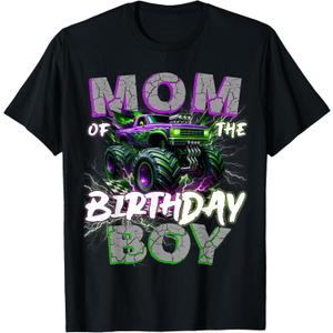 Mom of The Birthday Monster Truck Family Matching Party T-Shirt S