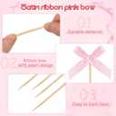100 Pcs Coquette Bow Pearl Cocktail Picks 4.7" Pink Bow Toothpicks Bowknot Cocktail Appetizer Picks for Fruit Drink Dessert Wedding Party Supplies Bridal Birthday Baby Shower Party Decor(Pink)
