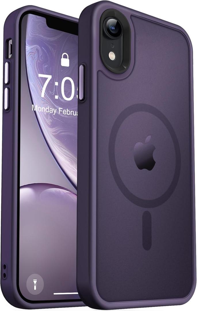 MOCCA Strong Magnetic for iPhone XR Phone Case, [Compatible with Magsafe][Mil-Grade Drop Protection] Slim Thin Translucent Matte Protective Cover Case for iPhone XR Case 6.1'', Deep Purple