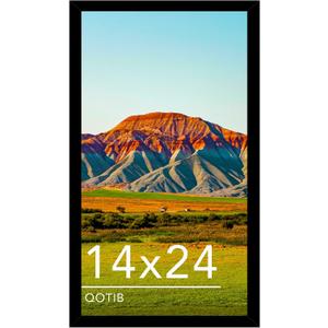 14x24 Picture Frame Black for Wall Mounting, Horizontal and Vertical Formats for Wall Hanging, Wood 14x24 Frame, Black, 1 Pack