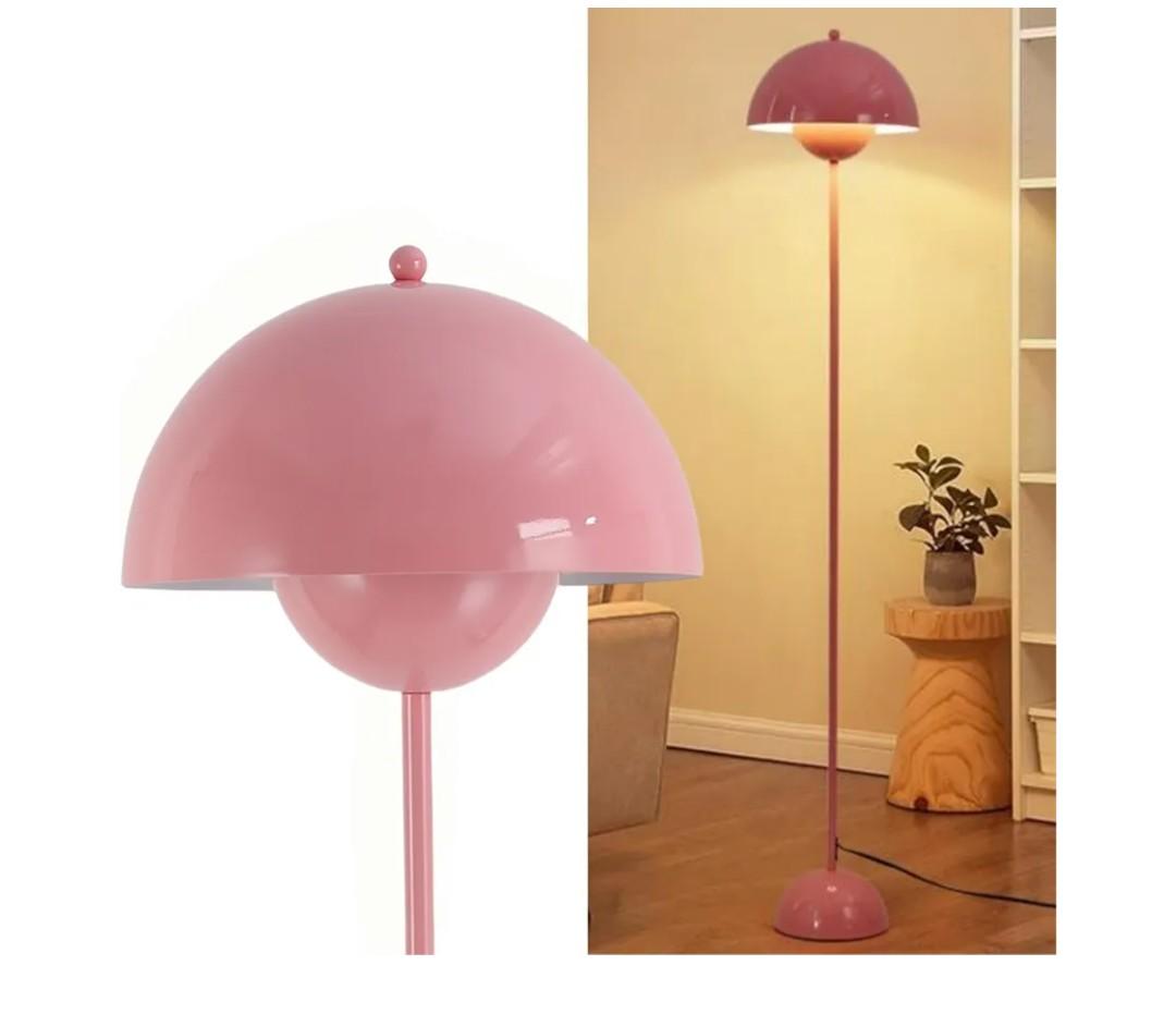 COSYLUX Modern Floor Lamp for Living Room, Industrial Tall Standing Lamp for Bedroom, Metal Shade Reflecting Light Reading Floor Lamp for Office, Nursery Room, Corner(Light Pink)