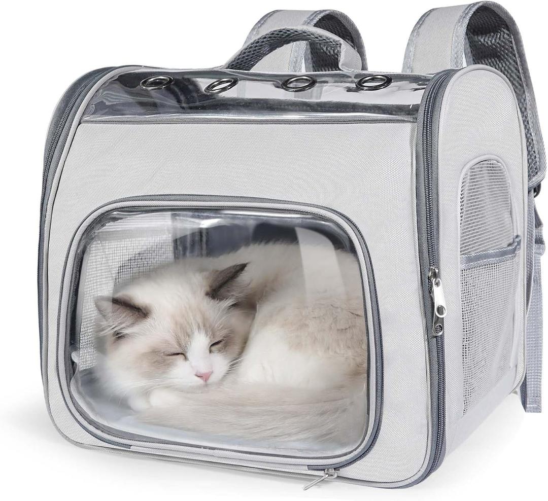 Innovative Traveler Backpack Pet Carriers Cat Backpack with Breathable Mesh Puppy Travel Carrier with Soft Padded Reinforced Support Foldable Small Dog Carrying Backpack for Kitty up to 15lbs (Grey)