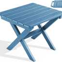 SERWALL Folding Adirondack Side Table, Portable Small Outdoor Table, Weather Resistant Outdoor End Table for Camping and Garden, Navy, Foldable 1-pack