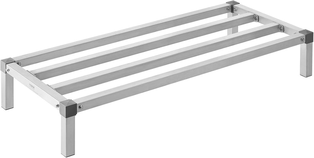 VEVOR Aluminum Dunnage Rack, 48 x 20 Commercial Food Floor Rack, 8 Off the Floor, 1000 lbs Capacity All-Welded Aluminum Storage, for Storage in Restaurants, Kitchens, Garages and Vehicles