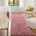 ONASAR Blush Runner Rugs for Bedroom Living Room, Fluffy 2x6 Bedside Hallway Area Rug, Ultra Soft Plush Furry Faux Fur Non Slip Floor Carpet for Nursery Kids Dorm Closet Home Decor Aesthetic