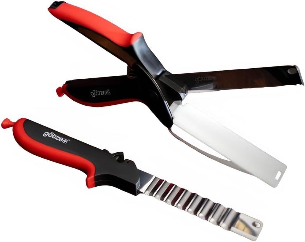 The Götze Peeler 3-in-1 Shears, Premium Stainless Steel Kitchen and Household Scissors, Sharp Blades for Cutting Meat, Herbs, Poultry, and More, Comfortable Grip Handles, Dishwasher Safe