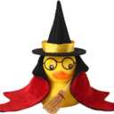 Car Rubber Duck, Funny Duck Car Ornaments with Min Magic Hat Broom Glasses Cloak and Wizard Broom for Dashboard Decoration