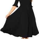 Verdusa Women's Ruffle Half Sleeve A Line Fall Dresses Elegant Fit and Flare Midi Dress (Black, M)