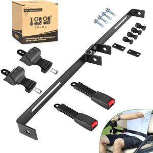 10L0L Universal 2 Passenger Golf Cart Seat Belt Bracket Kit fit Yamaha, EZGO TXT/RXV, Club Car DS Front Seat, Retractable Seatbelts 42" Long